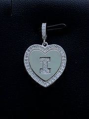 LIV Platinum Sterling Silver .925 White Sapphire Initial I Heart Halo Necklace Gift
