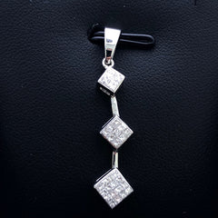 LIV 14k White Gold & Diamonds G/VS1 Princess Cut Invisible Design Pendant Necklace