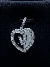 LIV Platinum Sterling Silver .925 White Sapphire Initial V Heart Halo Necklace Gift