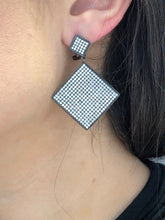 LIV 18k Black Gold Sterling Silver White Sapphire Diamond Shape Halo Dangle Earrings