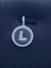 LIV Platinum Sterling Silver .925 White Sapphire Initial L Round Halo Necklace Gift