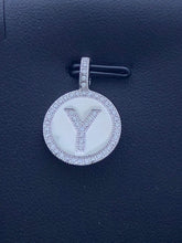 LIV Platinum Sterling Silver .925 White Sapphire Initial Y Round Halo Necklace Gift