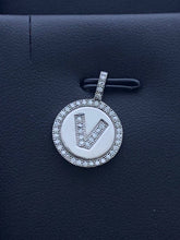 LIV Platinum Sterling Silver .925 White Sapphire Initial V Round Halo Necklace Gift