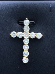 LIV 18k Gold Sterling Silver .925 White Sapphire Shared Prong Cross Design Necklace