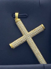 LIV 18k Gold Sterling Silver .925 White Sapphire Micro Pave Large Cross Necklace