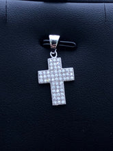 LIV Platinum Sterling Silver .925 White Sapphire Small Cross Design Pave Necklace