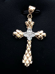 LIV Rose Gold Sterling Silver .925 White Diamond Pave Set Cable Large Cross Necklace