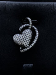 LIV Black Gold Sterling Silver .925 White Sapphire Pave Heart Halo Design Necklace