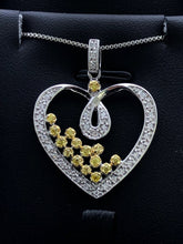 LIV Platinum Sterling Silver Yellow & White Sapphire Heart Halo Design Necklace Gift