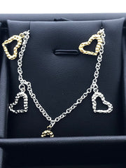 LIV 18k Yellow Gold Sterling Silver Heart Halo Dangle Design Layer Necklace Gift