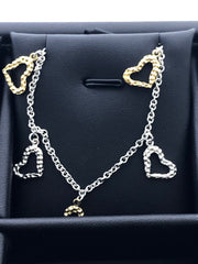 LIV 18k Yellow Gold Sterling Silver Heart Halo Dangle Design Layer Necklace Gift