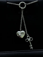 LIV Platinum Sterling Silver White Sapphire Lariat Design Heart Shape Necklace Gift
