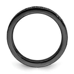 LIV Black Sterling Silver Black Diamonds Vintage Style Eternity Stackable Band Ring