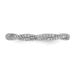 LIV Platinum Sterling Silver Diamond Eternity Braided Design Stackable Band Ring S10