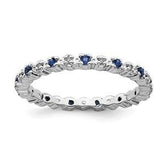 LIV Platinum Sterling Silver Blue Sapphire Diamonds Eternity Stackable Band Ring