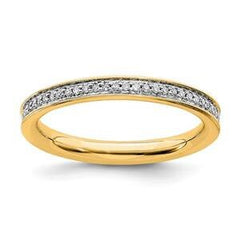 LIV Yellow Gold Sterling Silver & Diamonds Channel Eternity Stackable Band Ring