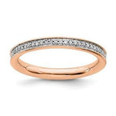 LIV Rose Gold Sterling Silver & Diamonds Channel Eternity Stackable Band Ring