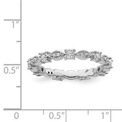 LIV Platinum Sterling Silver & Diamonds Pave Set Eternity Stackable Band Ring