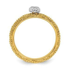 LIV Yellow Gold Sterling Silver & Diamonds Heart Halo Cable Stackable Band Ring