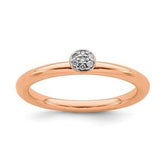 LIV 18k Rose Gold Sterling Silver & Diamonds Halo Design Stackable Band Ring