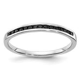LIV 14k White Gold & Black Diamonds Channel Set Stackable Band Ring