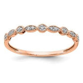 LIV 14k Rose Gold Pave Diamonds Halo Design 2mm Wide Stackable Band Ring