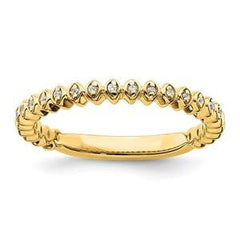 LIV 14k Yellow Gold & Diamonds Halo Design 2.25mm Wide Stackable Band Ring Size 9