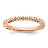 LIV 14k Rose Gold & Diamonds Halo Design 2.25mm Wide Stackable Band Ring
