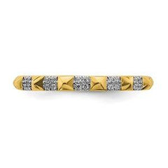 LIV 14k Yellow Gold & Diamonds Pave Spike Design 2.25mm Wide Stackable Band Ring