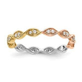 LIV 14k Tri Color Gold Vintage Design Diamond Eternity Band Ring 2.70mm G/VS1