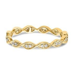 LIV 14k Yellow Gold Vintage Marquise Design Diamond Eternity Band Ring G/VS1