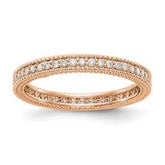 LIV 14k Rose Gold Pave Cable Design Round Diamond Eternity Band Ring G/VS1