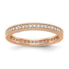 LIV 14k Rose Gold Pave Cable Design Round Diamond Eternity Band Ring G/VS1