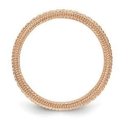 LIV 14k Rose Gold Pave Cable Design Round Diamond Eternity Band Ring G/VS1