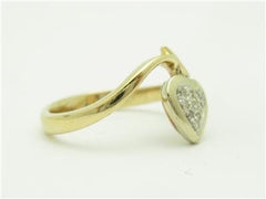 LIV 14k White & Yellow Gold Diamond Heart Wrap Design Pave Ring