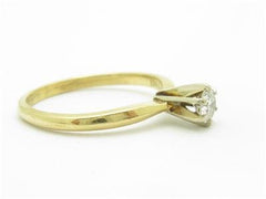 LIV 14K Yellow Gold Round Cut Diamond 0.20ct G/SI1 Solitaire Design Engagement Ring