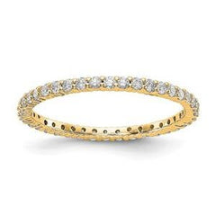 LIV 14k Yellow Gold Round Diamond Eternity Ring Shared Prong 1.50mm Wide G/VS