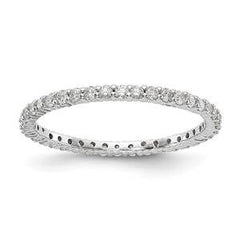 LIV 14k White Gold Round Diamond Eternity Ring Shared Prong 1.50mm Wide G/VS