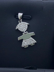 LIV Platinum Sterling Silver White Sapphire Girl Child Charm Pendant Necklace Gift