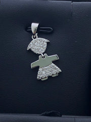 LIV Platinum Sterling Silver White Sapphire Girl Child Charm Pendant Necklace Gift