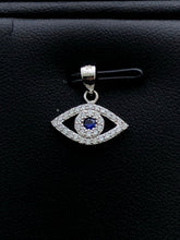 LIV Platinum Sterling Silver Blue & White Sapphire Evil Eye Halo Layer Necklace Gift