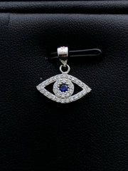 LIV Platinum Sterling Silver Blue & White Sapphire Evil Eye Halo Layer Necklace Gift