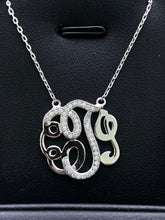 LIV Platinum Sterling Silver Pave White Sapphire Initial T Design Monogram Necklace