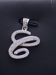 LIV Platinum Sterling Silver Pave White Sapphire Initial C Script Halo Necklace Gift
