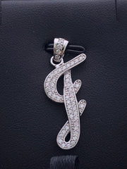 LIV Platinum Sterling Silver Pave White Sapphire Initial J Script Halo Necklace Gift
