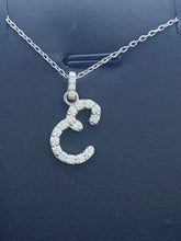 LIV 14k White Gold Genuine Diamonds Initial E Script Design Pave Halo Necklace Gift