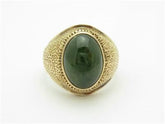 LIV 14k Yellow Gold Green Onyx Large Oval Design Vintage Design Band Ring Gift