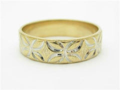 LIV 14k Yellow Gold Diamond Cut Hand Made Butterfly Design 6mm Band Ring