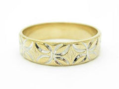 LIV 14k Yellow Gold Diamond Cut Hand Made Butterfly Design 6mm Band Ring