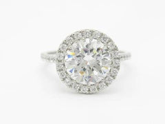 LIV Platinum Sterling Silver Diamond Set Pave White Sapphire Halo Promise Ring Gift